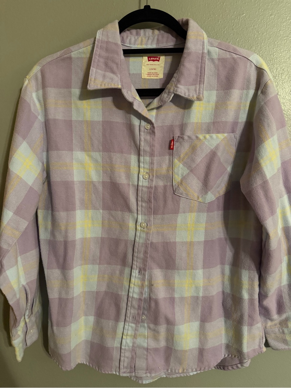 Levi's youth Lavender and Pale Yellow Plaid Button-Down Shirt for Kids